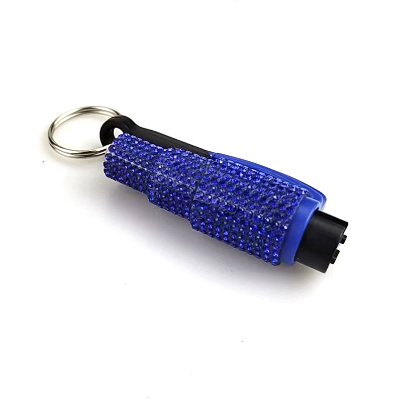 Wholesale Leopard Print Car Key Life Hammer with Diamond Car Plastic Keychain